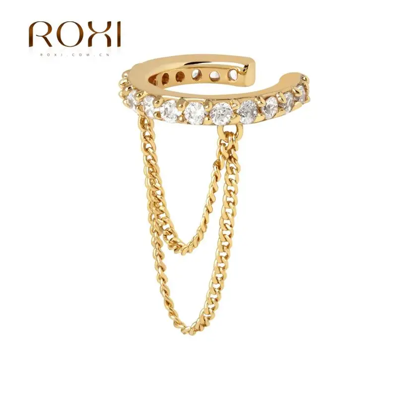 Женские серьги-клипсы ROXI из серебра 925 пробы с двухслойной цепочкой и кисточкой 1
