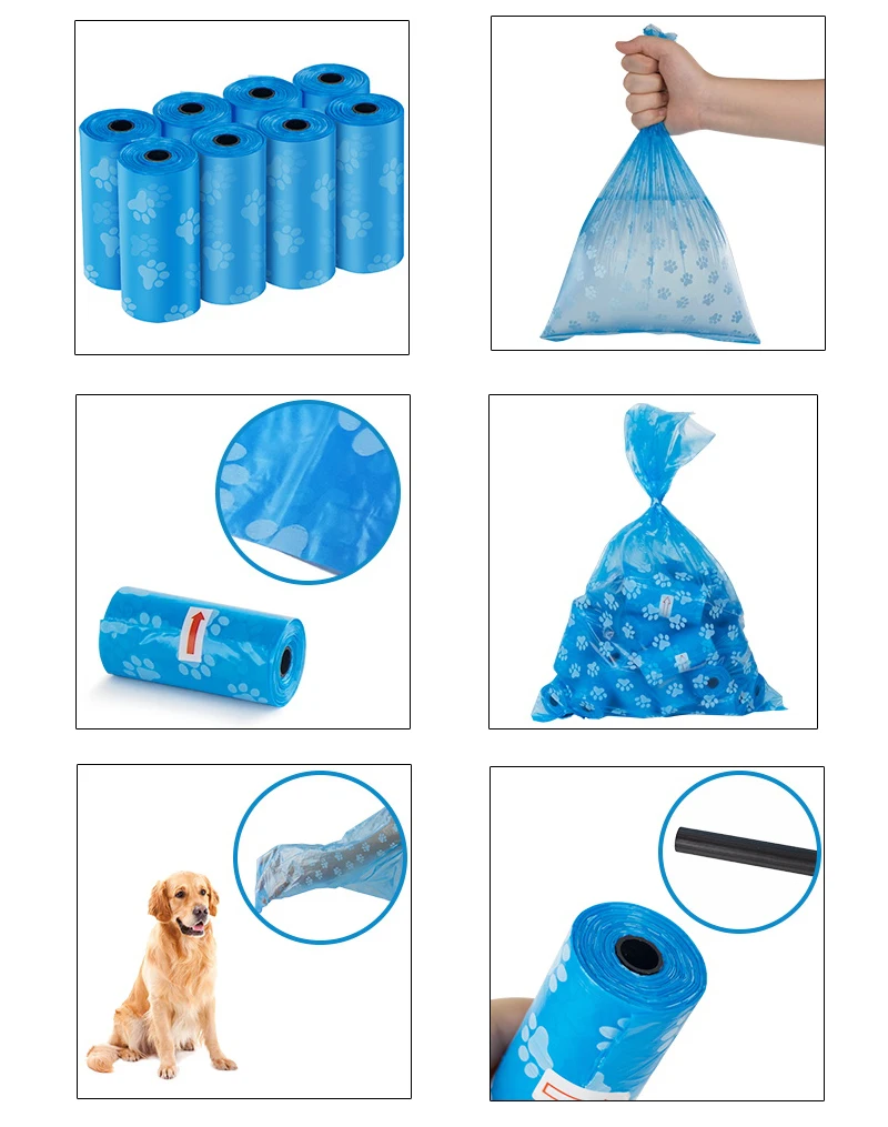 Dog poop bags 30 Refill Rolls 1 Dispensers Leash Clip Easy Tear-off Poop Pickup Bags Pet Supplies