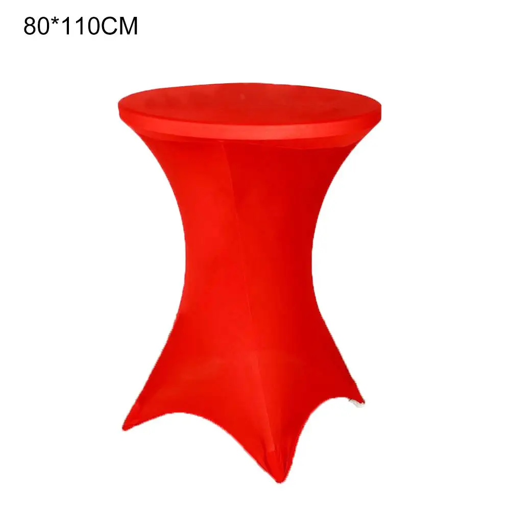 80v110CM red 60/70/80 см Диаметр эластичные однотонные Цвет круглая скатерть журнальный столик крышка спандекс Скатерти бар отеля Свадебные покрытие стола - Цвет: 80v110CM red
