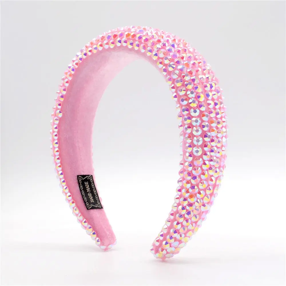 Exquisite Handmade Acrylic Color Beads Hair Hoop Sweet Hairband Headband Rehinestone Sponge Trend Fashion Hair Accessories