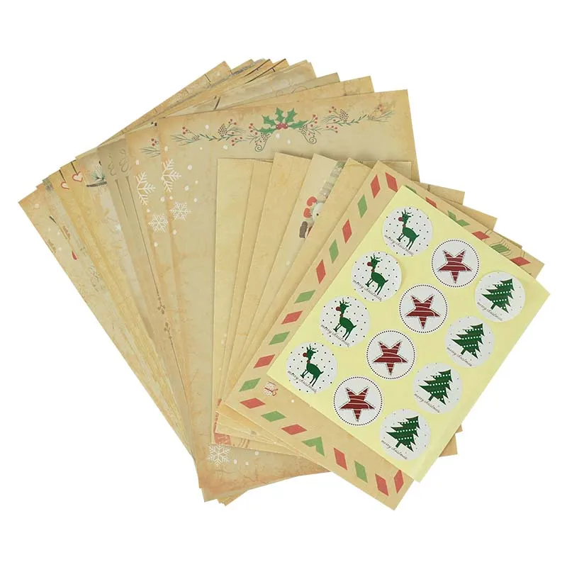 6pcs/set Christmas Kraft Paper Envelope Holiday Wedding Birthday Party Retro Brown Invitation Card Santa DIY Invitation Card