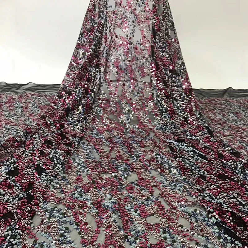 Популярная новейшая африканская кружевная ткань с блестками из бисера высокого качества Тюль французская кружевная ткань для свадебного вечернего платья