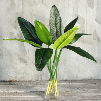 

1/5PCS 88CM Artificial Green Leaves PU Bird Of Paradise Single Leaf Artificial Flower Art Material For Home Wedding Props Decor