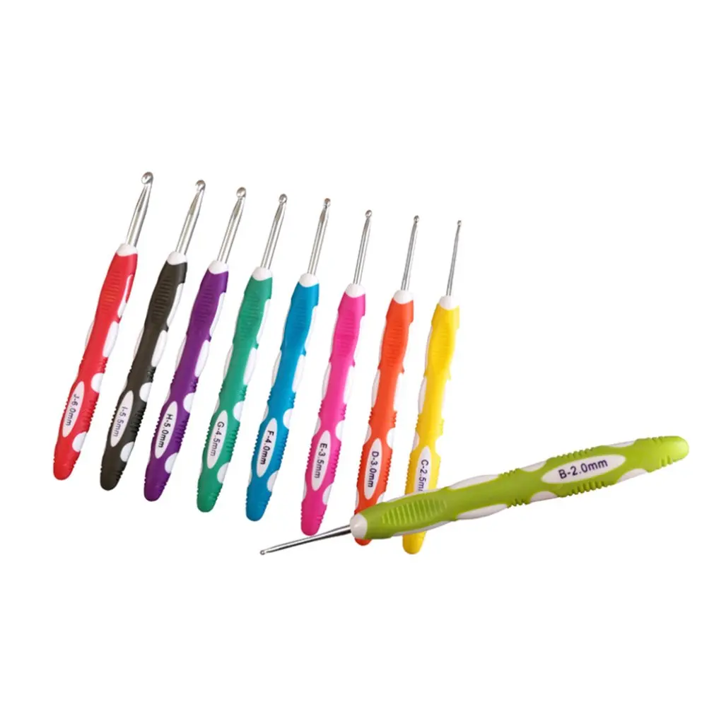 

9Pcs Multi Colour Plastic Aluminum Crochet Hooks Yarn Tpr Knitting Needles Set Professional Fashion Portable