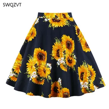 

New Spring Summer Fashion Rose Flower Animal Print Skirts Womens Fashion Short A-line Women Pleated Skirts Plus Size