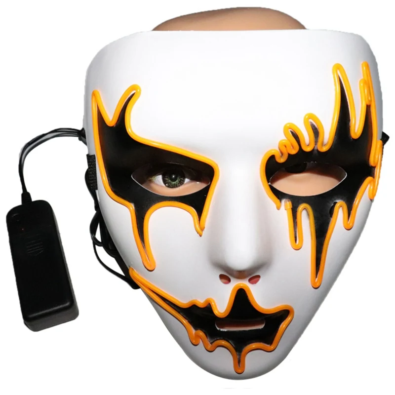 El Wire Glowing LED Halloween Party Mask Halloween Decor Flashing Cosplay Supplies