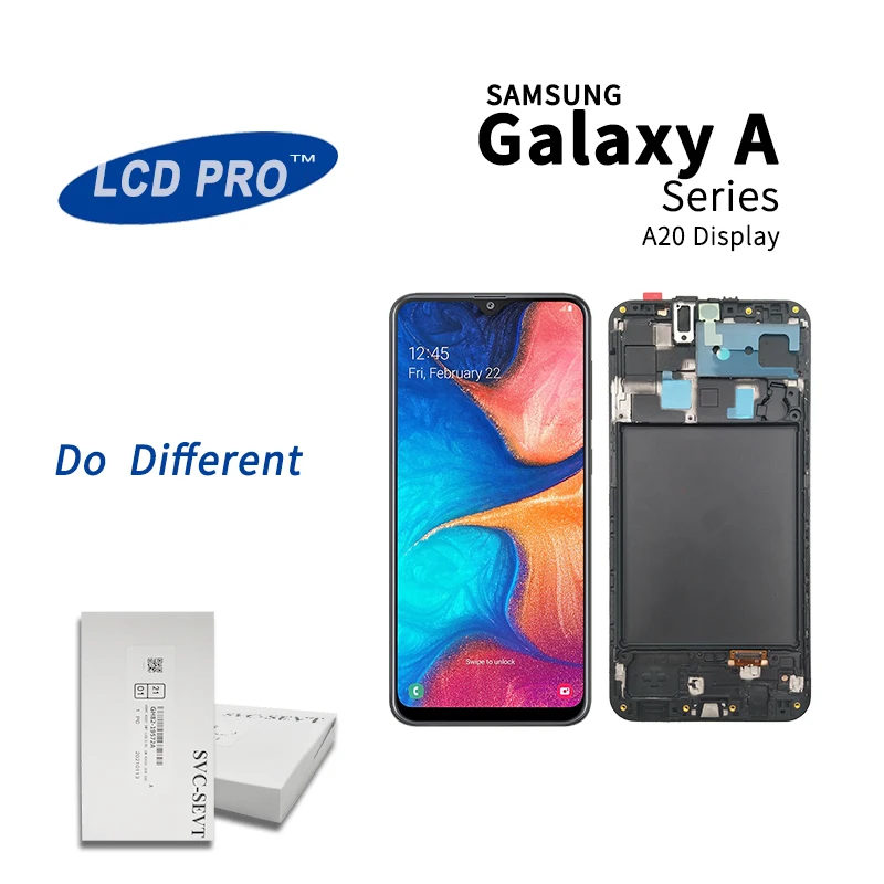 ЖК-дисплей OLED для Samsung A20 с дигитайзером ЖК-экран A205 рамкой и сенсорной панелью