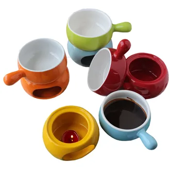 

300ml Chocolate Melting Pot Fondue Heating Cup & Candle Stove Mini Cheese Candy Butter Ceramic Melter Hotpot Baking Tool