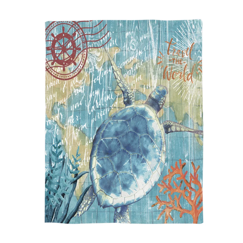 Море жизни серии Черепашки печатных сон одеяло мягкие удобные бархатные плюшевые навигационные одеяло s Теплый диван кровать простыни