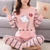 Winter Cute Cartoon Cat Print Pajama Set Women Two-pieces Long Sleeve Sleepwear Underwear Girls Pajama Sets ► Photo 2/5