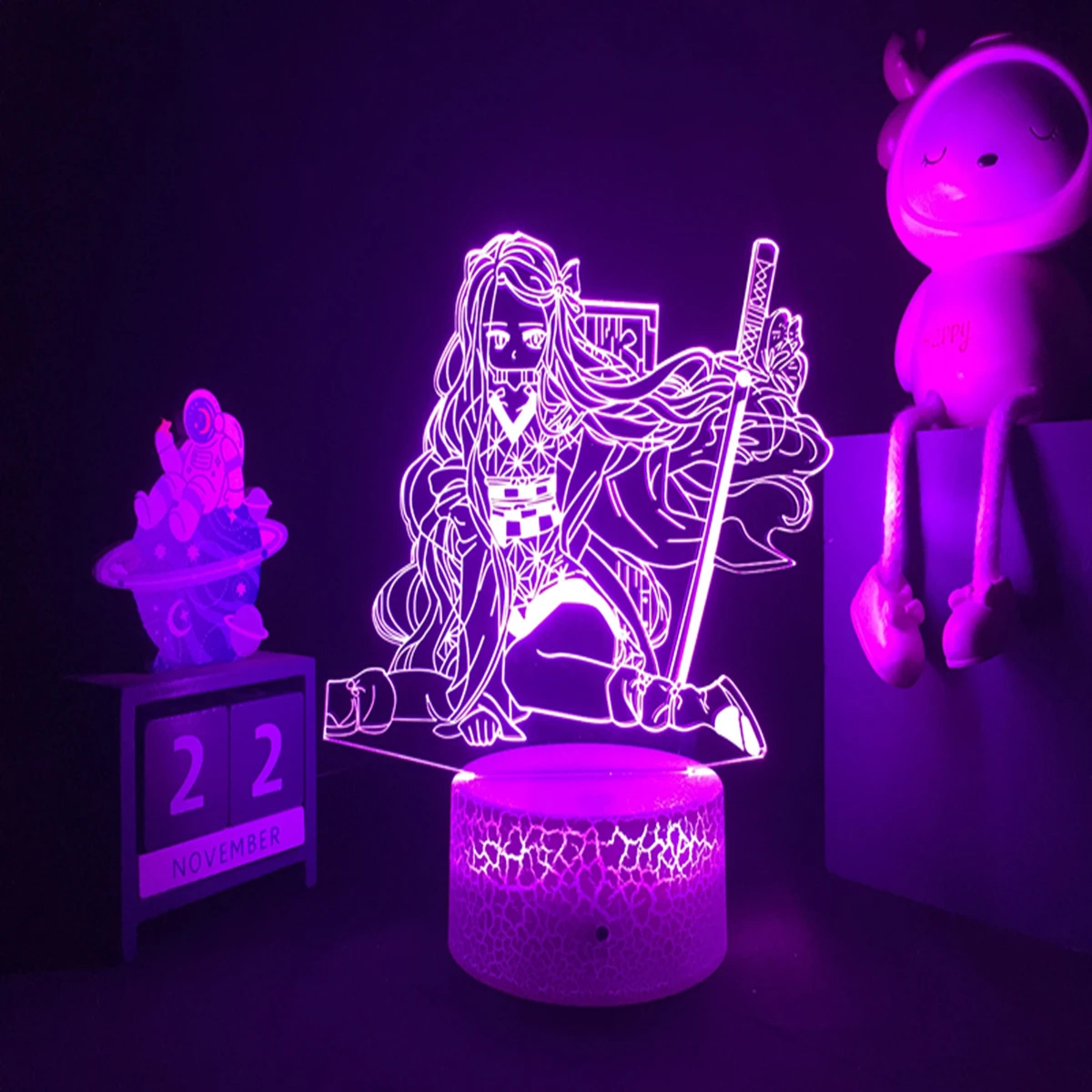 Anime Demon Slayer Led Light Nezuko Kamado Figure For Kid Bedroom Decor