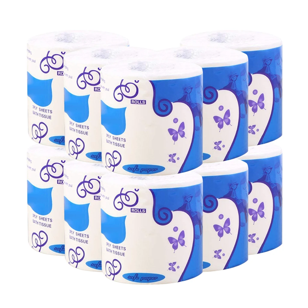 10 Rolls Toilet Paper Super Soft Clean Feel Toilet Paper Household Three-Layer Paper Towel Replacement 