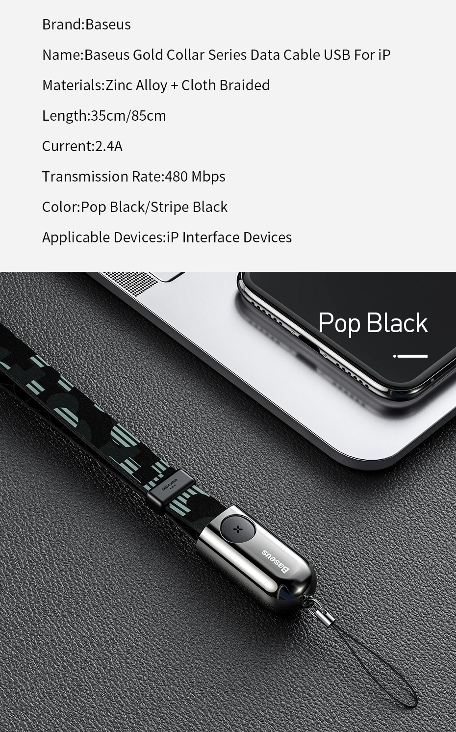 Baseus Портативный мульти функциональный шнурок для бейжда кабель для передачи данных для iPhone X 7 плюс зарядный кабель ручной веревка для Мощность банк Зарядное устройство кабель