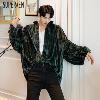 

SuperAen Spring New 2020 Velvet Shirts Women Wild Casual Fashion Ladies Blouses and Tops Long-sleeved Women Clothing