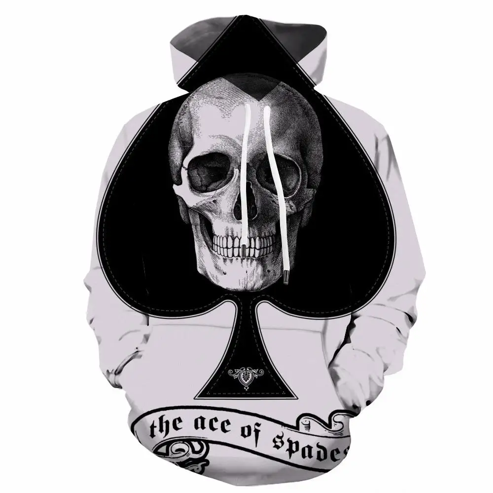 

3d Hoodies Skull Sweatshirts men Playing Cards Hooded Casual Hip Hop Hoody Anime Rock Hoodie Print Long Sleeve Hip Hop Winter