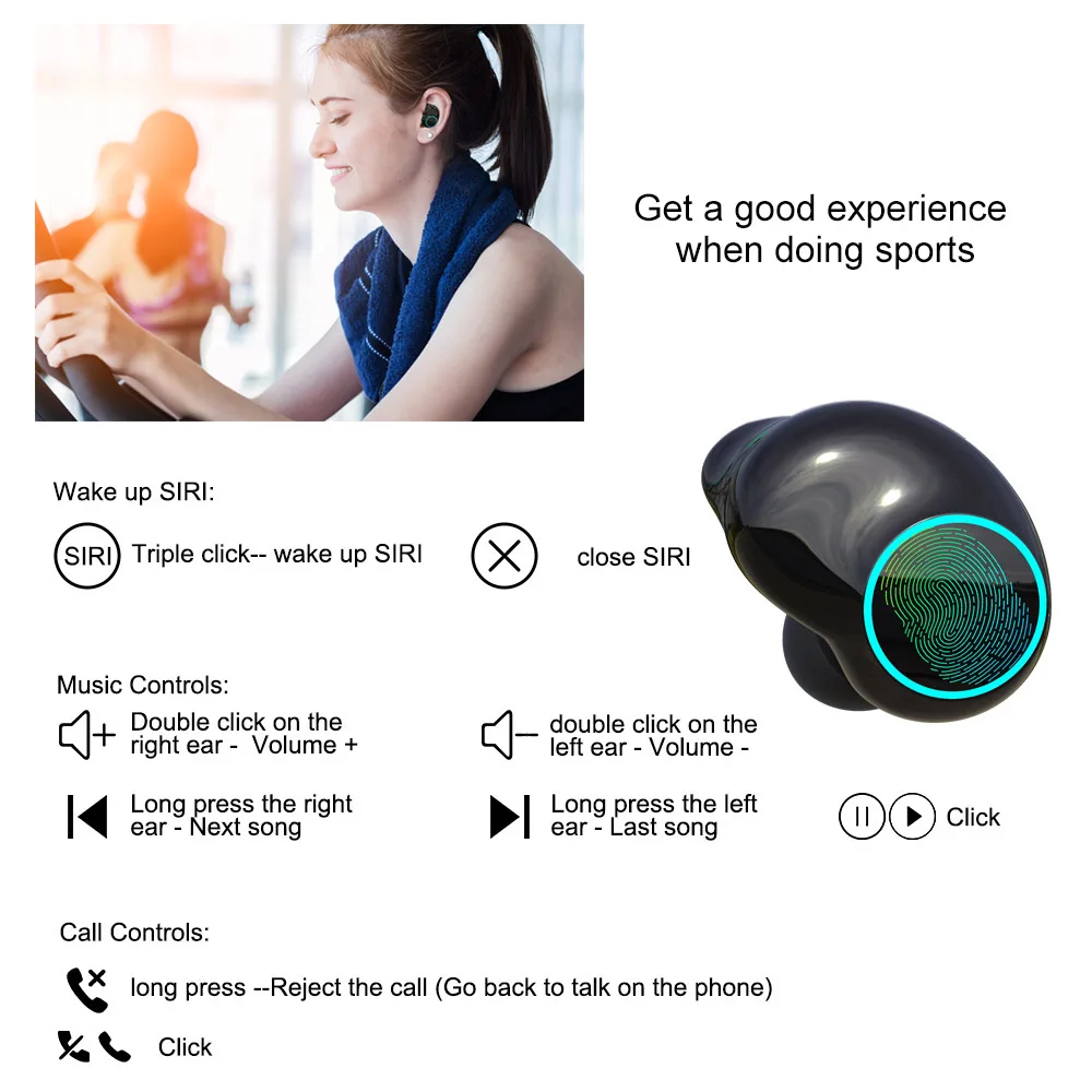 T3 TWS наушники с сенсорным управлением Bluetooth 5,0 беспроводные стерео наушники IPX5 водонепроницаемые спортивные наушники с зарядным устройством с микрофоном
