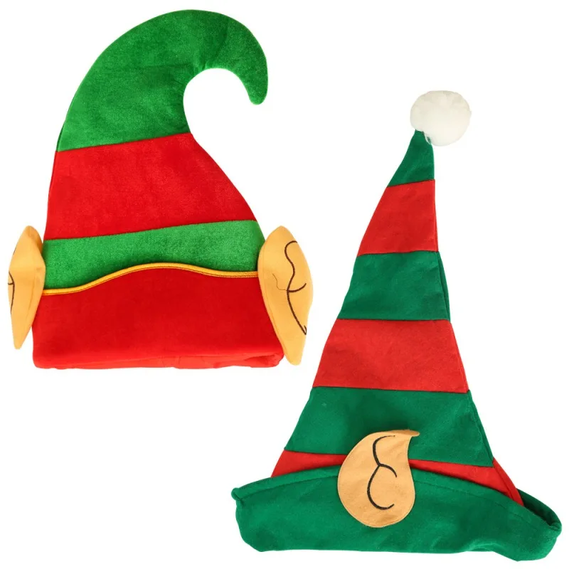 Рождественский Эльф шляпа с ушами полосатый дизайн универсальный размер рождественские шапки для Рождественская Домашняя вечеринка украшения