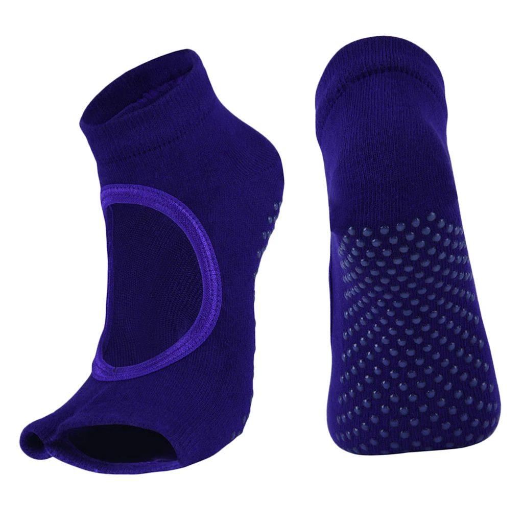 Toeless Socks Yoga, Pilates, Dance, Half Toe with Grips, Anti Non Slip Skid Casual Crew Socks,One Size