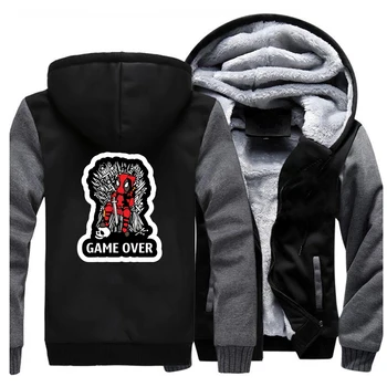 

Deadpool Game of Thrones Jackets Men Funny Dead Pool Sweatshirt Hoodie Winter Thick Zipper Fleece Warm Coat Sportswear Plus Size