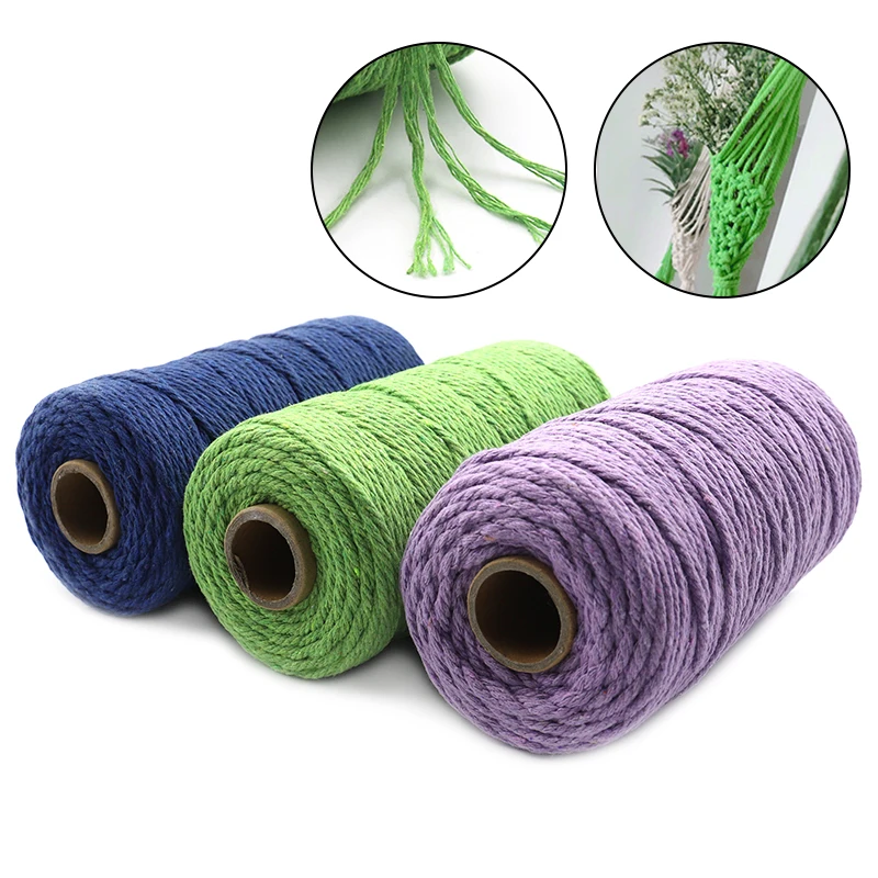 

4mm Multicolor Cotton Twisted Braided Cord Rope DIY Handmade Home Textile Accessories Craft Macrame String Wedding Decoration