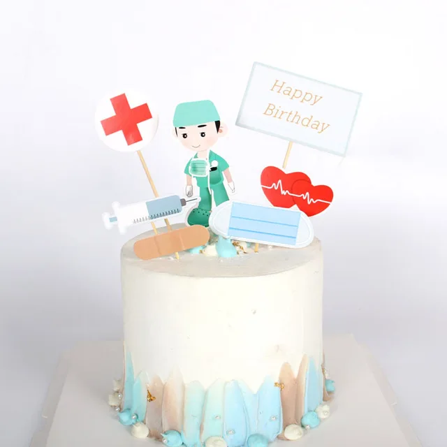 7pcs/lot Doctor Design Happy Birthday Cake Topper Nurse Birthday ...