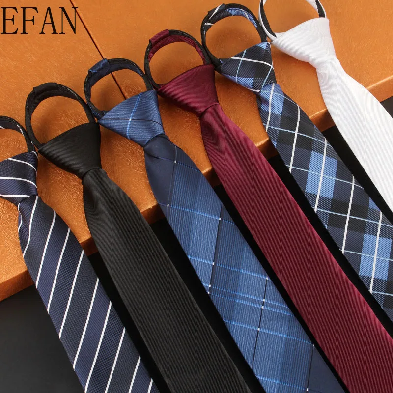 6CM Neck Tie for Gentleman Wedding Party Cravats Accessories Elastic Male Zipper Tie Neck Tie