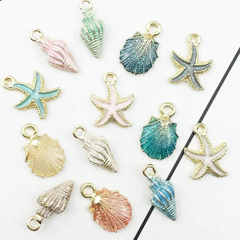 

13 Pcs/set Mixed Conch Sea Shell Pendant Charms Jewelry Making Accessories DIY Jewelry