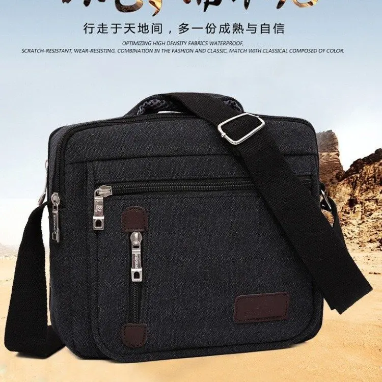 

Men Canvas Bag 2019 New Style Single-shoulder Canvas Bag Casual Versatile Bag MEN'S Messenger Bag