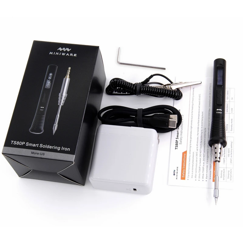 US $79.99 Ts80p Soldering Iron Mini Smart Portable Digital Soldering Iron Tool Adjustable Temperature Oled Display With 30w Power