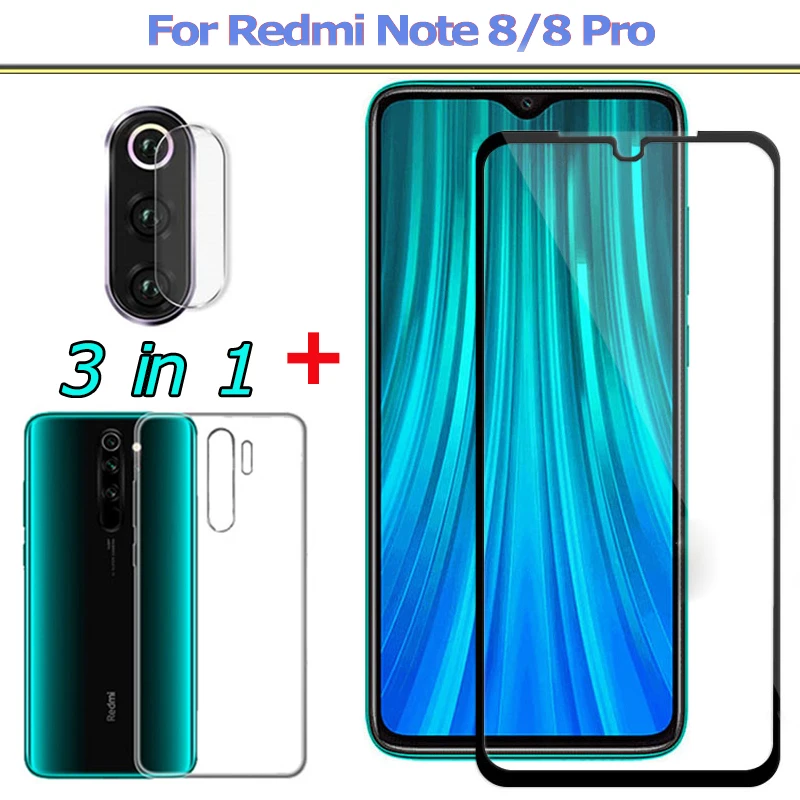 3 в 1 закаленное cтекло Xiaomi Redmi Note 8 Pro kамера 8Pro защитное стекло сяоми редми ноут