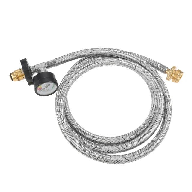 6Ft Fonott Propán Tömlő + Mérőmérőhenger Szál Rozsdamentes Acél Cga600 Kimenet Acme Nut Qcc1 1-5-40 Konverter Kályha