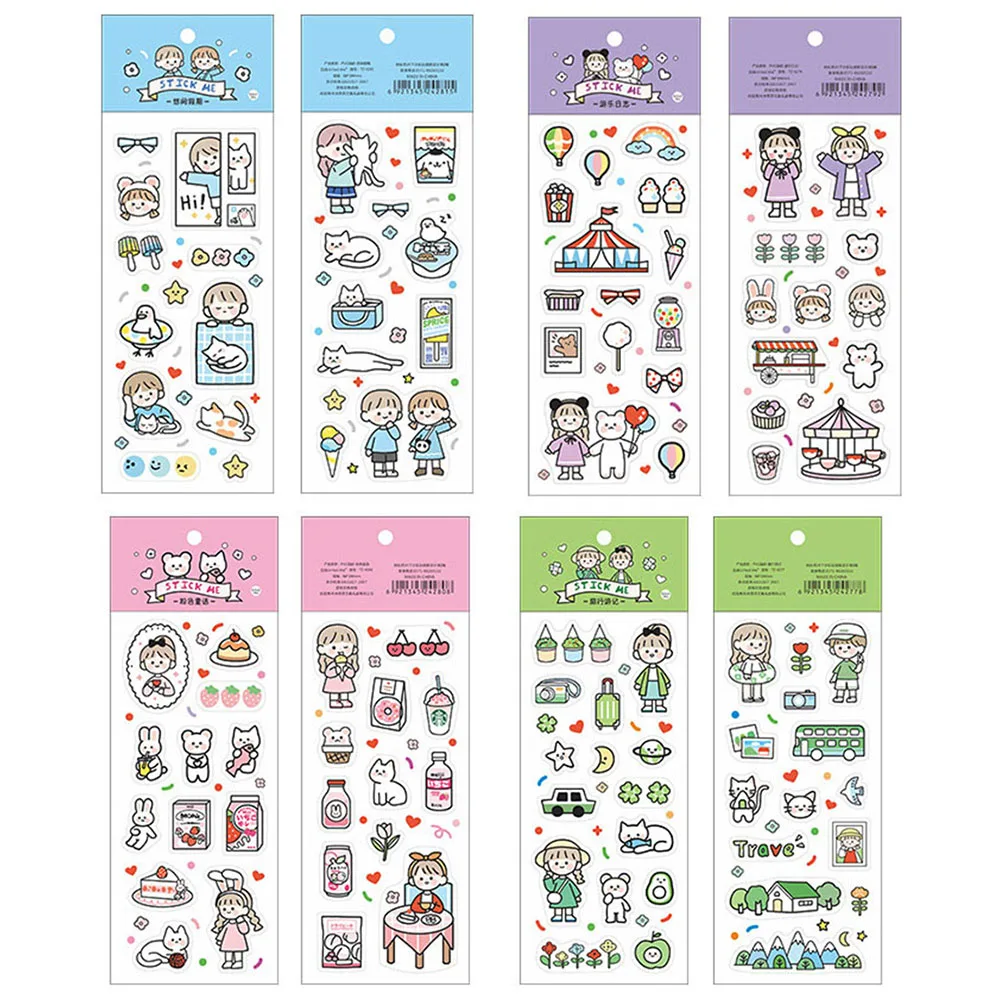 12 Sheets Cute 3D Puffy Bulk Stickers for Girl Scrapbooking Cartoon Stationery Sticker Sticky Paper Children Birthday Gifts 24 sheets calendar index sticker book tabs diy stickers account planner paper office