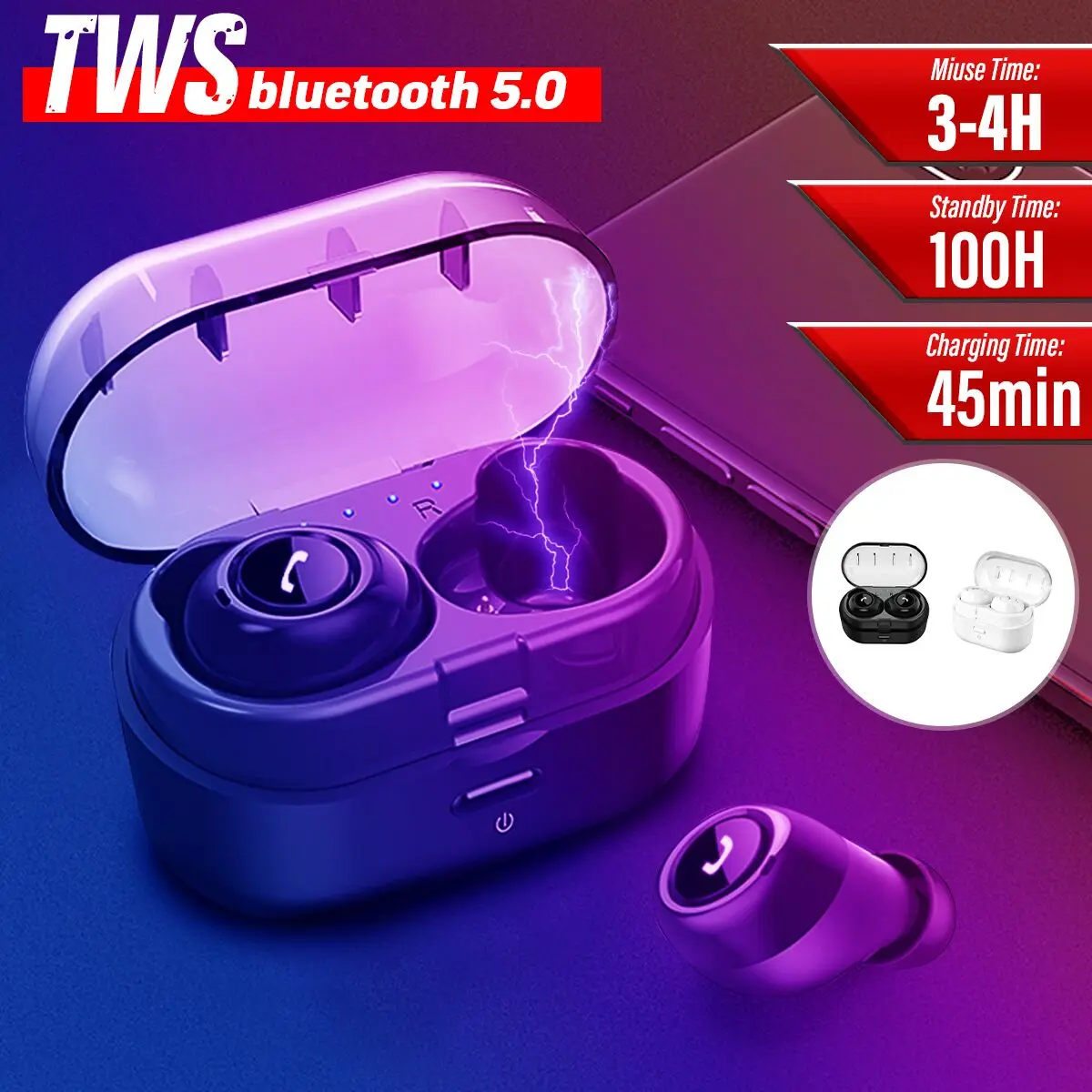 

INSMA TWS bluetooth 5.0 Binaural Wireless Stereo Earbuds Earphones With Charging Case Double Earpieces Sports Earbuds Gaming