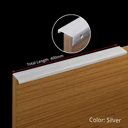 Sleek Black & Silver Hidden Cabinet Handles - Zinc Alloy Drawer Pulls & Knobs (Silver Length 400mm)