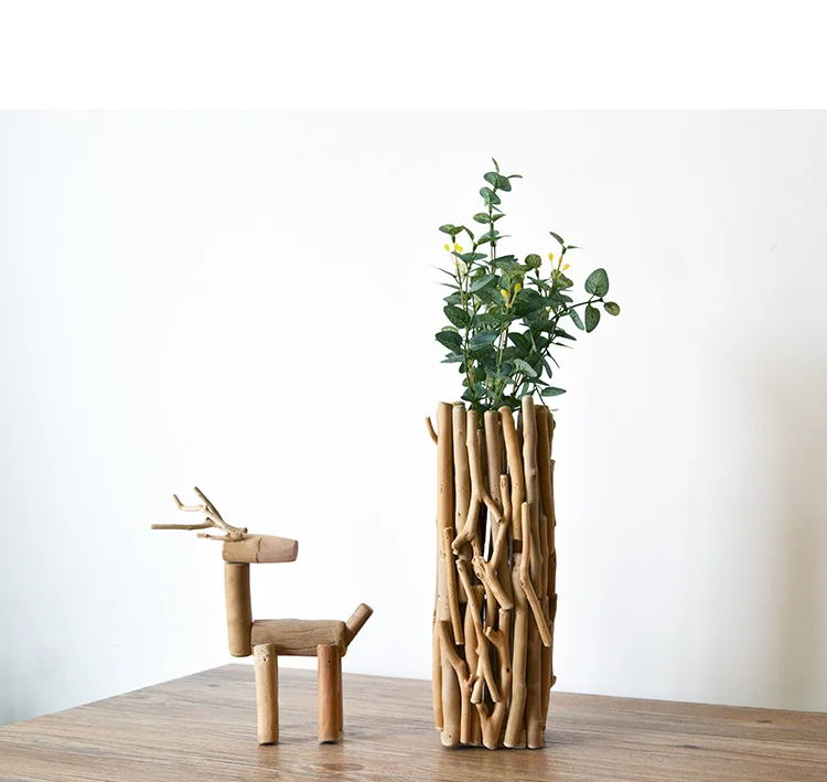 Деревянные ручной работы Геометрическая ваза искусственный цветок для декорирования композиции украшения гостиной в горшках Простая Современная ваза