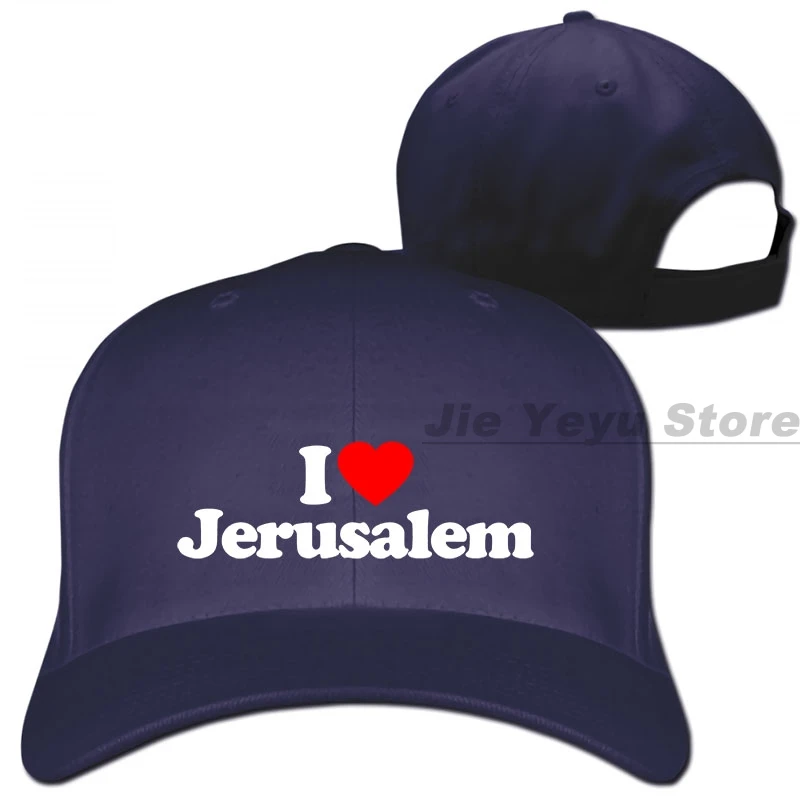 Забавная бейсбольная кепка с надписью I Love Heart Jerusalem Israel для мужчин и женщин, модная Регулируемая Кепка - Цвет: 1-Navy