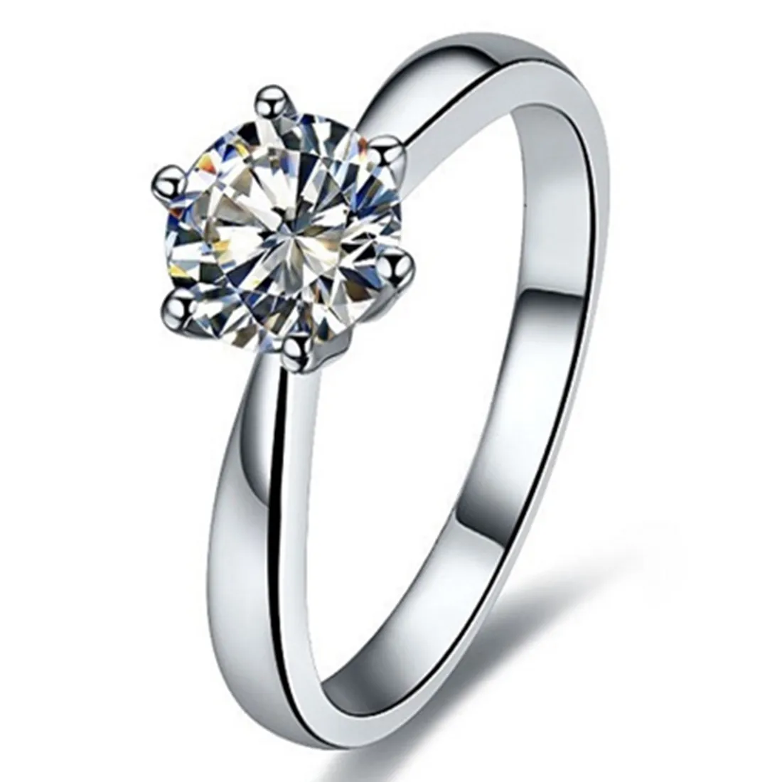 Тестовый положительный бренд Moissanite 14 к кольцо из белого золота 6 зубцов Тест Положительный 0.6CT Solitaire кольцо с бриллиантами обручальное для женщин