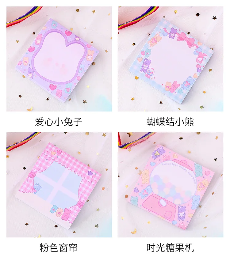 Note Paper Creative Cute Cartoon GIRL'S Heart Network Red Sticky Notes for Student Hipster Cool Carry-on Pockets Notebook