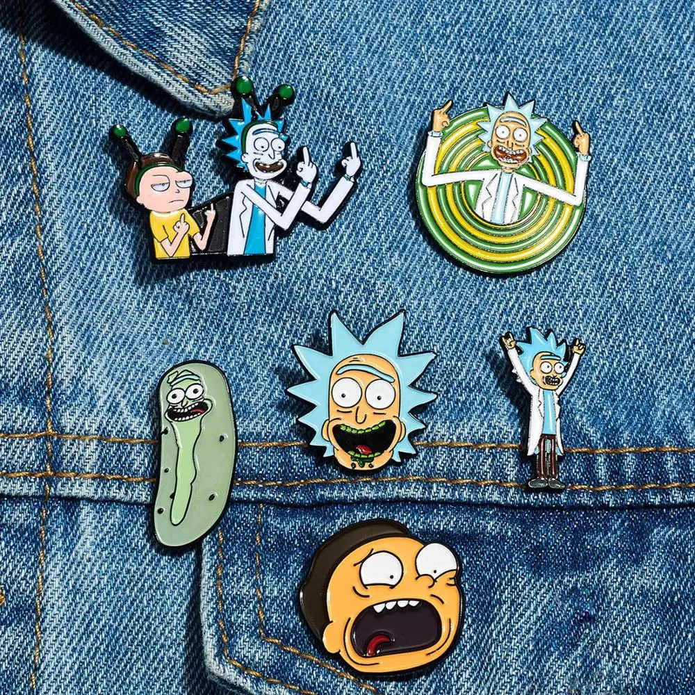 

Classic Cartoon Icons Style Enamel Brooch Genius Mad Scientist Badge Buttons Anime Lovers Denim Shirt Lapel Pins Gift for Kids