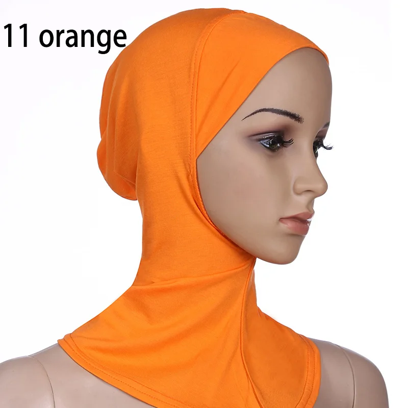 Мода хиджаб для мусульманок шарф бандана простой пузырь шифон мусульманские хиджабы внутренние шапочки под хиджаб дамы исламский тюрбан мягкий шифон - Цвет: 11 orange