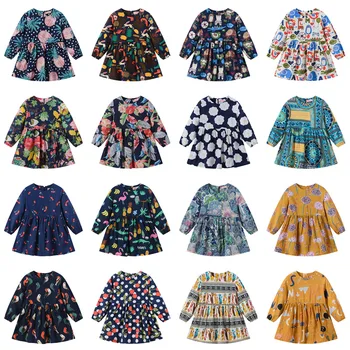 

Princess Girls Dress New Flower Print Children Long Sleeve Cartoon baby girl Cotton Party Dresses Infantil Children Kids Suit