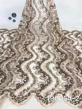 

African Lace Fabric 2019 High Quality Sequins Lace Fabric Embroidery Tulle African French Lace For Nigerian Party Dress black