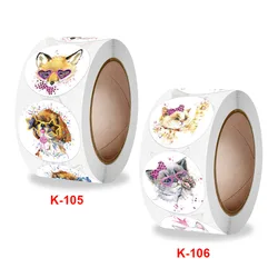500 Pieces/Roll of Animal Stickers for Kids Reward Sticker 6 Pattern Cute Toys Bullet Journal Cat Dog Sticker Stationery UU Gift