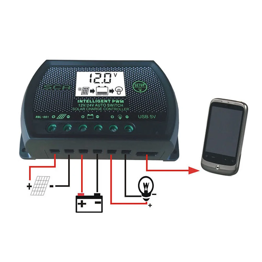 12 В/24V10A регулятор авто солнечная панель заряд батареи ЖК-светильник управление безопасный USB задержка времени управление Лер выход