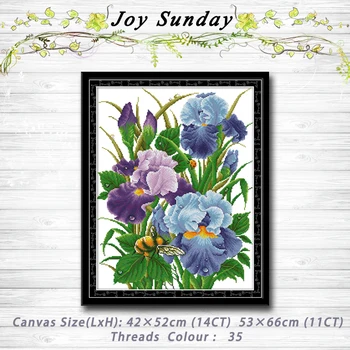 

Iris flower decor painting dmc 14CT 11CT counted cross stitch kits embroidery sets Needlework Sets Home decor