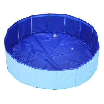 

Pet Cat Dog Swimming Pool Indoor Outdoor Bathing Tub Foldable Inflate Outdoor Summer Bath Blue 80 x 20cm