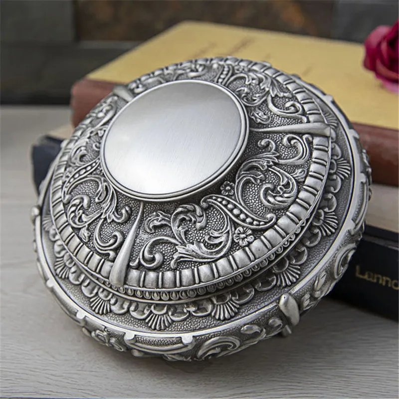 Retro Three-Dimensional Round Jewelry Storage Box Metal Craft Classical Jewelry Box Home Decoration Jewelry Box