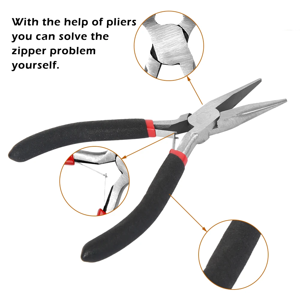 197pcs/set Zipper Replacement Head Zipper Repair Kit Install Plier Metal Lock Zip Slider Tools Pull Garment Accessories