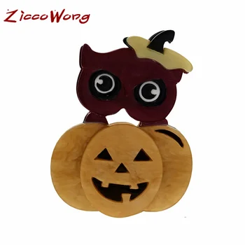 

ZiccoWong Happy Halloween Owl Pumpkin Brooches Pin for Women Men Fashion Animal Badge Pin Lapel Kids Friend Party Gift Jewelry