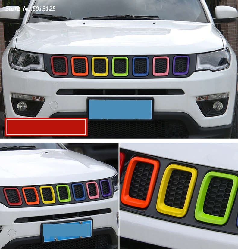 Для Jeep Compass ABS передняя Автомобильная решетка литьевая крышка средняя сетчатая крышка отделка Декор Аксессуары для стайлинга автомобиля